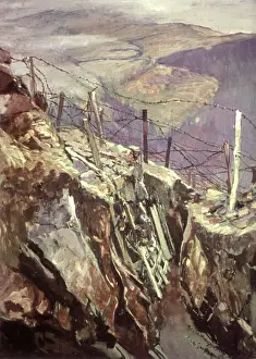 German soldier in a trench, WW1