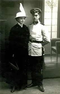 German soldier and his wife, wedding photo, WW1