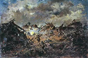 Explosion Gallery: German soldiers on a battlefield, WW1