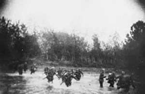 German soldiers crossing river WWI