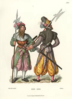 German soldiers with halberds wearing harem