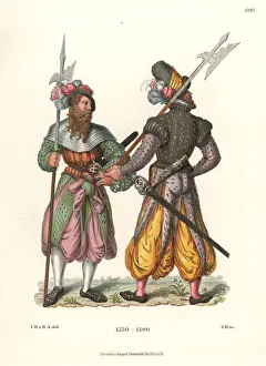 Harem Prints: German soldiers with halberds wearing harem