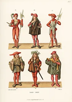 Abel Gallery: German soldiers, hunter and young men of the 15th century