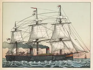 Backed Prints: German Steam Warship