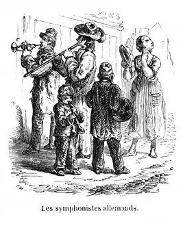 Bag Pipes Prints: German street band, 1857