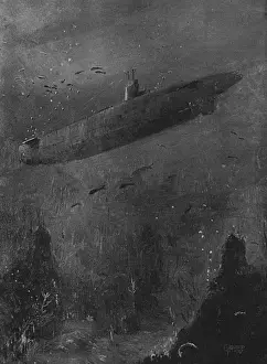 Uboat Prints: German submarine by G. H. Davis, WW1