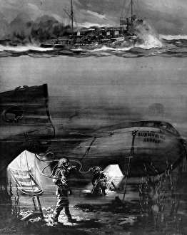 German submarines getting supplies German submarines getting supplies