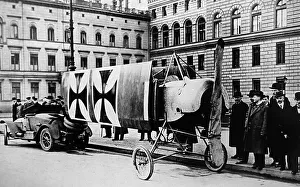 Taube Prints: A German Taube aeroplane being transported by