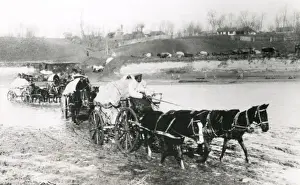 German transport crossing river, Romanian Front, WW1
