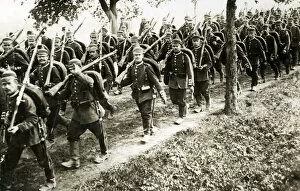 German troops marching through Belgium, WW1