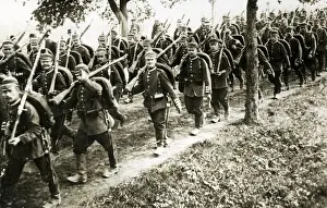 Invaders Prints: German troops marching through Belgium, WW1