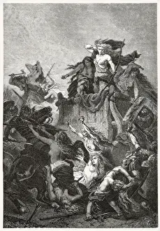 German women fight to the death to defend the Wagon barricade against the attacking Romans Date: circa 1 AD