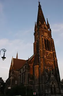 Protestant Prints: Germany. Berlin. Church at Southern Star Square at sunset. 1