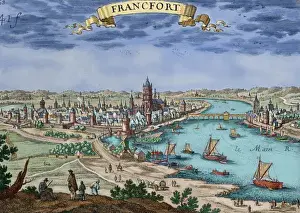 Overview Prints: Germany. Frankfurt. Engraving. 17th century. Colored