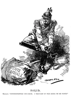 Germany kicking the Entente Cordiale rock, 1911