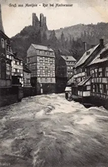 Flood Prints: Germany - Monschau - Eifel Region - Rur River in flood