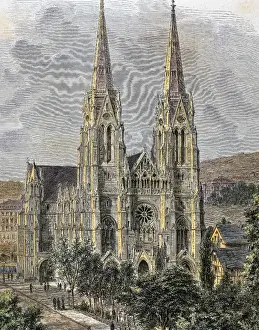 Stuttgart Prints: Germany. Stuttgart. Church of Saint Mary (1885)