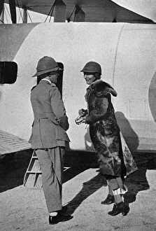 Gertrude Bell beside her Aeroplane