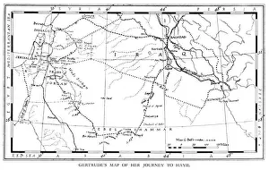 Chart Prints: Gertrude Bells map of her journey to Hayil