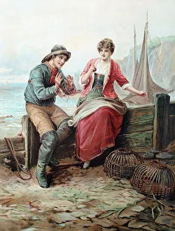 Wooing Prints: Getting Entangled - young fisherman wooing his love