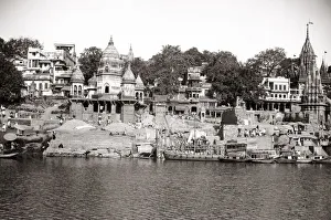 Temples Prints: Ghat on Ganges river, Benares, Varanasi, India, c. 1880 s
