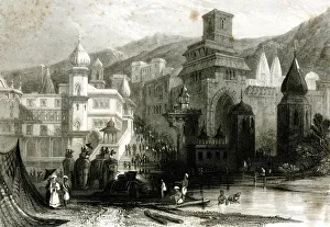 Ganges Prints: The Ghat, Haridwar, India, Hindus bathing in the Ganges