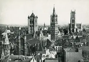 Belfry Prints: Ghent, Belgium - Saint Nicholas church, Belfry, St Bavo s