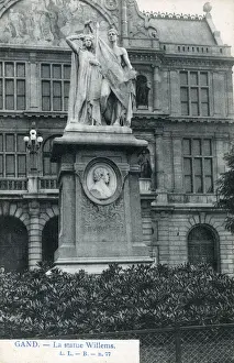 Frans Prints: Ghent (Gand), Belgium - Monument to Jan Frans Willems (1793-1846