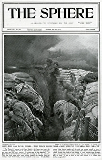 Images Dated 10th February 2016: Ghostly green cloud gas rolling towards the trench 1915