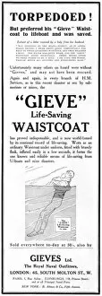 Disasters Collection: Gieve life saving waistcoat for torpedoed shipwreck victims