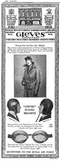 Outfitters Collection: Gieves outfitters advertisement for flying helmets & goggles