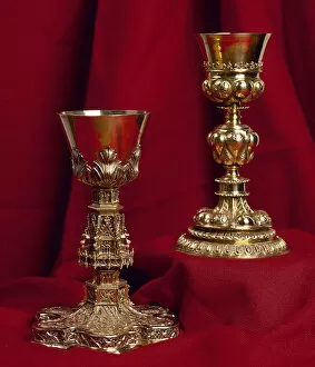 Zaragoza Collection: Gilded silver chalices. 15th century. Diocesan Museum. Calat