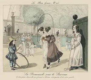 Gigot Prints: Gilrs Skipping in Park