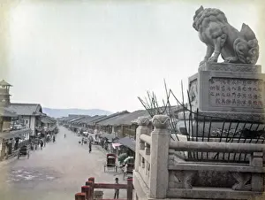 Gionmachi, a street in Kyoto, Japan, circa 1880s