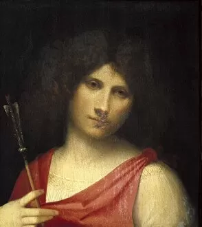 Venetian Gallery: GIORGIONE. Youth holding an Arrow 1505