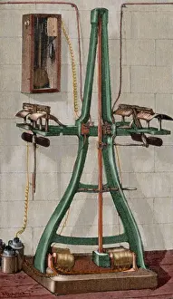Giovanni Caselli (1815-1891). Pantelegraph. Colored engravin