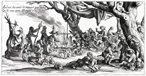 Gipsies encampment, France: cooking & preparing food, gambling and giving birth