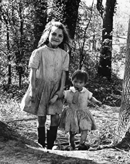 Two gipsy girls in a wood in Surrey
