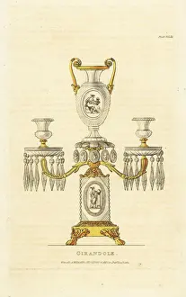 Manufactures Prints: Girandole in cut-glass and gilt designed by Pellatt and Green, R