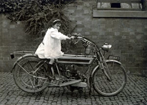 Pinafore Gallery: Girl on a 1908 The Campion motorcycle