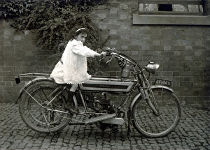 Pinafore Gallery: Girl on a 1908 The Campion motorcycle
