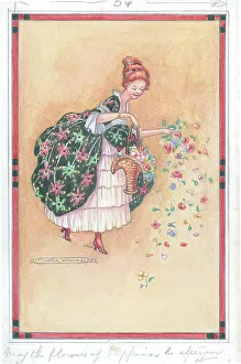 Girl with basket of flowers
