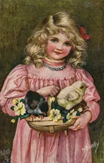 Girl bearing Easter gifts