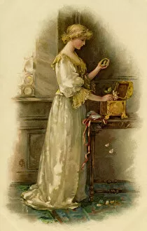 Treasures Gallery: Girl with box of trinkets