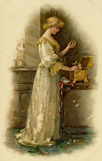Treasures Gallery: Girl with box of trinkets