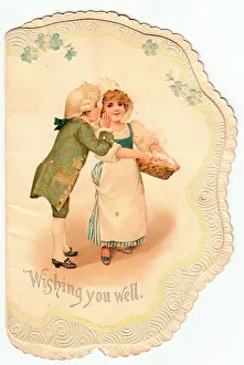 Wishing Prints: Girl and boy in historical costume on a greetings card
