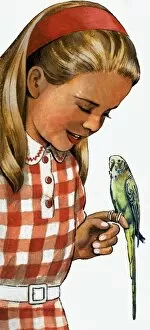 Images Dated 2nd October 2006: Girl with budgerigar