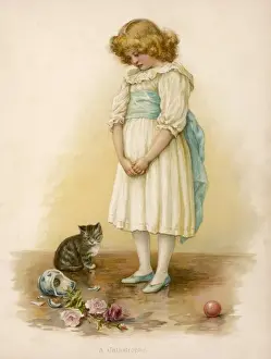 Sadly Prints: Girl / Cat / Broken Jar