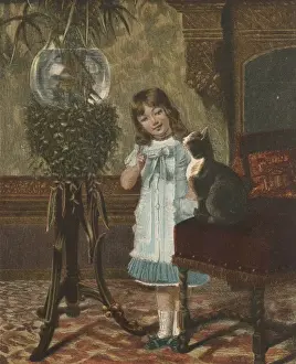 Lectures Prints: Girl with Cat / Goldfish