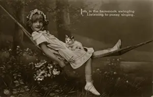 Pussy Prints: Girl and Cat in Hammock